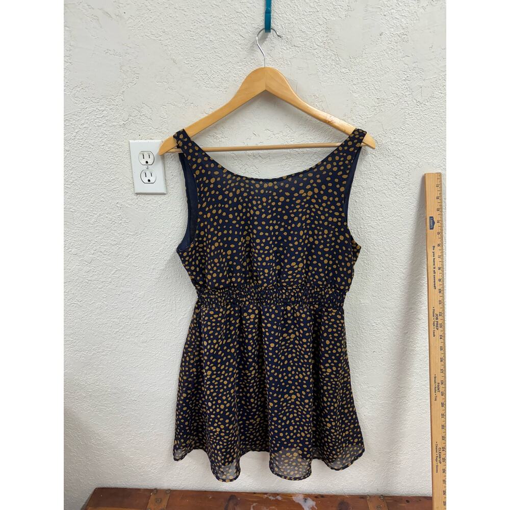 Maude Navy Polka Dot Open Back Sundress Mini Dress Medium